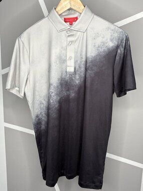 Redvanly Ruxton Ombre Performance Golf Polo Men’s Small Black Grey Stretch